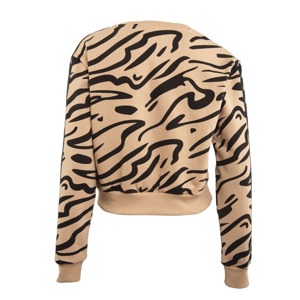 Poleron Women Crop Crew Beige Print Black