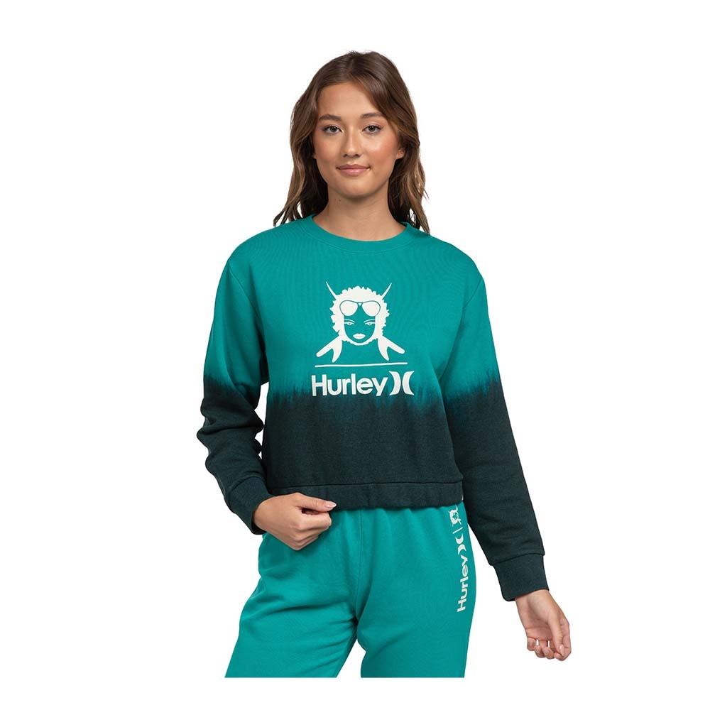 Polerón Tiedye Cropped Crew Teal Black