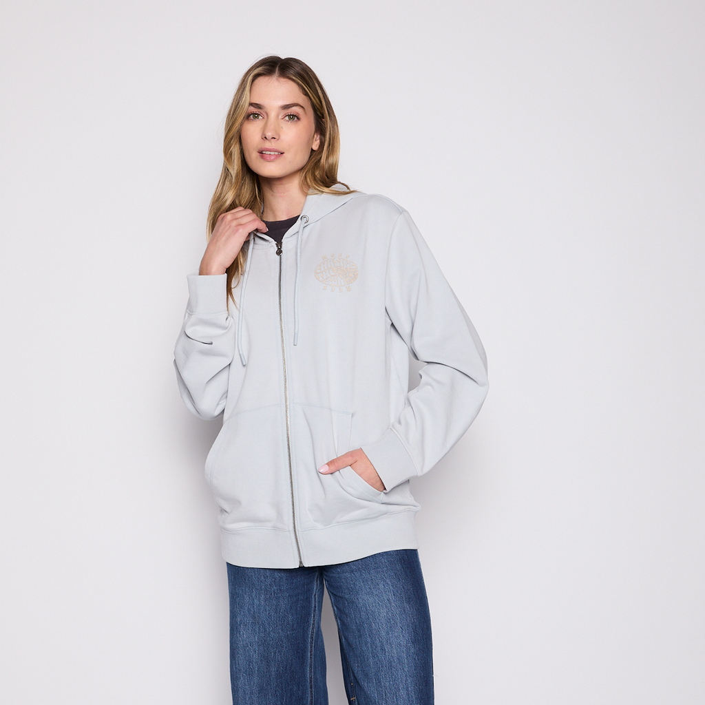 Polerón Reef Women Full Zipper Light Blue Chasing Sun