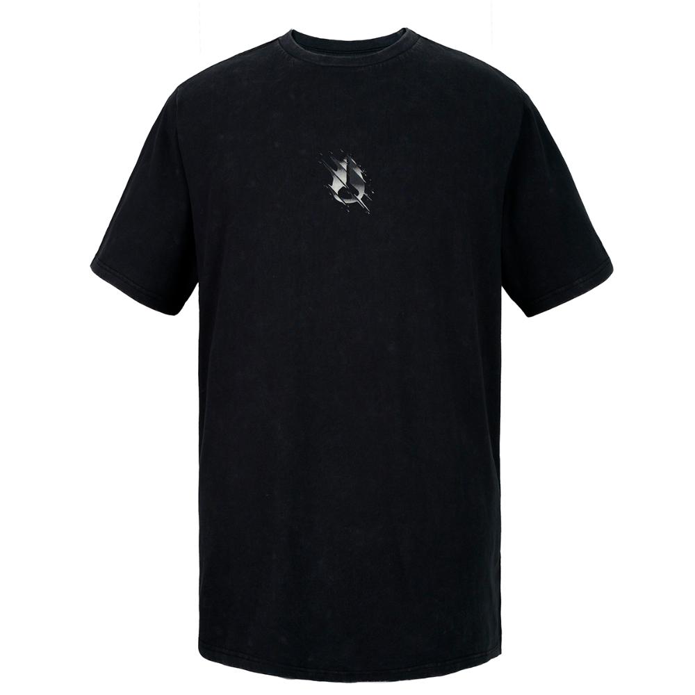 Polera Nixon Men Black Degrade Logo Front White Grey
