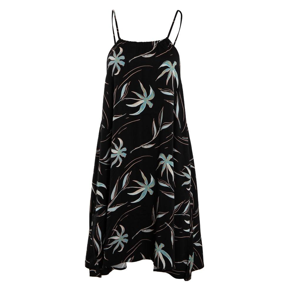 Vestido Women Leaves Black