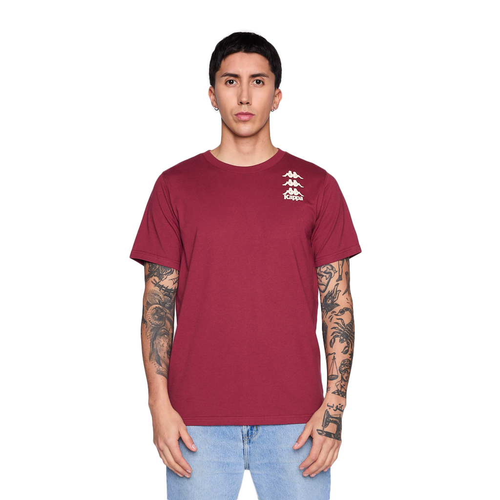 Polera Kappa Men Burgundy Tiny Logo White