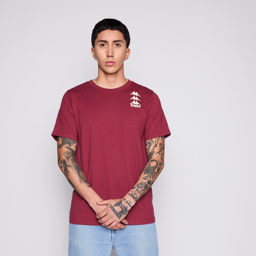 Polera Kappa Men Burgundy Tiny Logo White