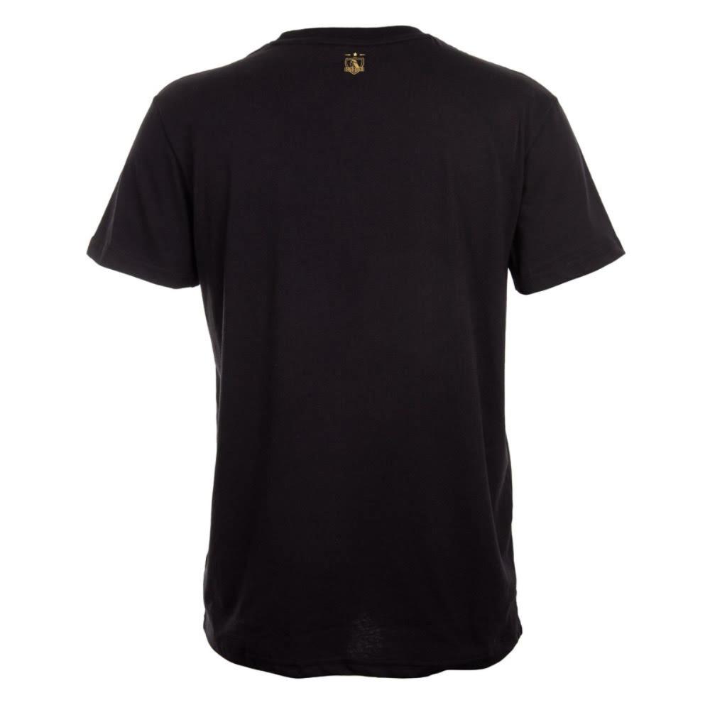 Polera Colo Colo Urbano Negra Escudo Dorado