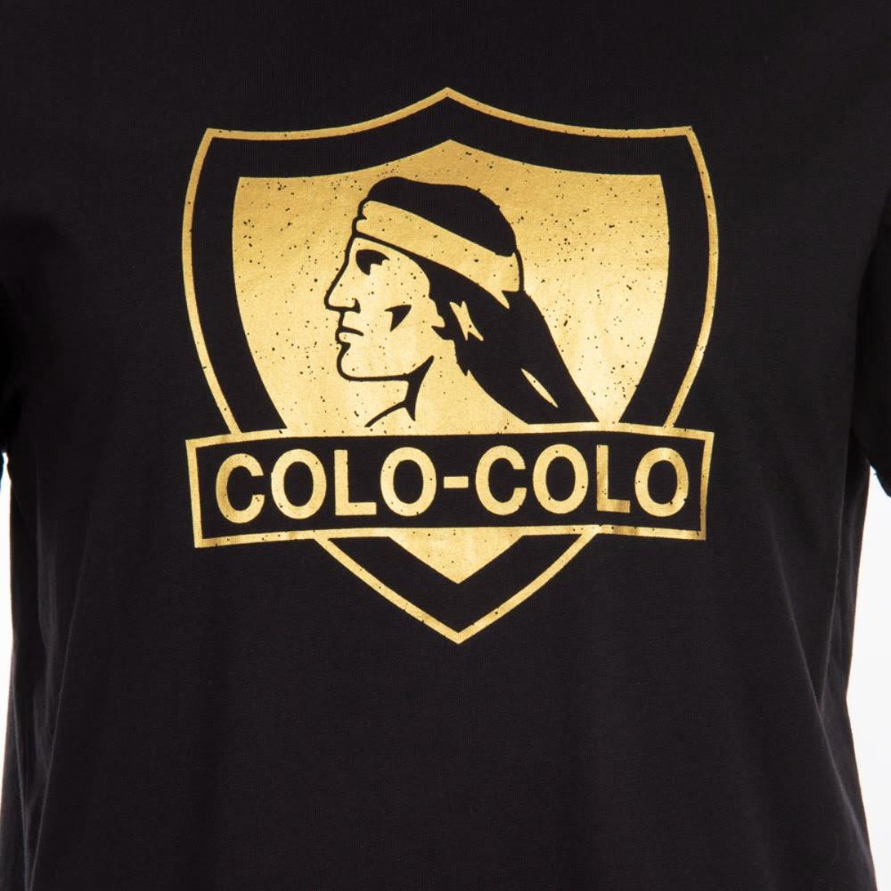 Polera Colo Colo Urbano Negra Escudo Dorado
