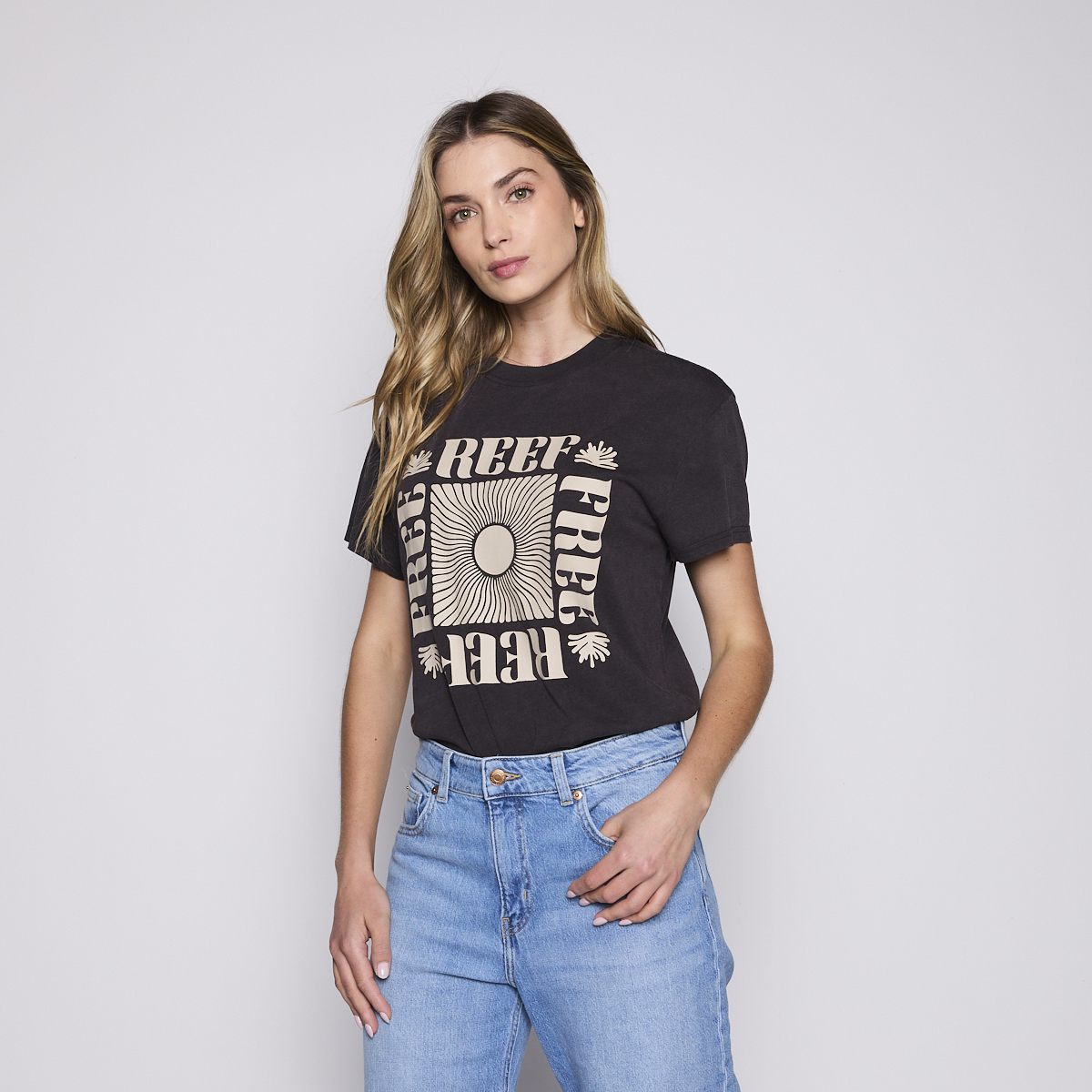 Polera Reef Women Black Beige