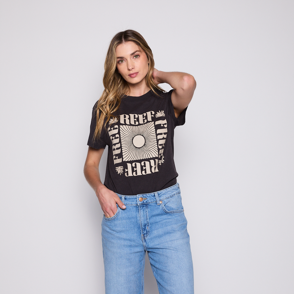 Polera Reef Women Black Beige