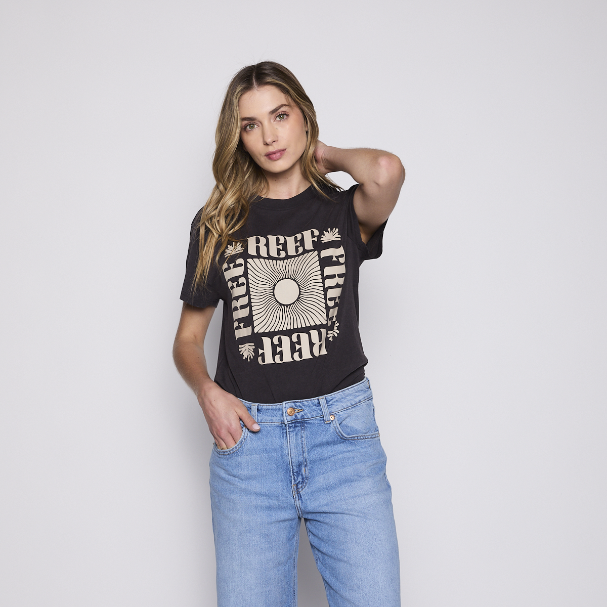 Polera Reef Women Black Beige