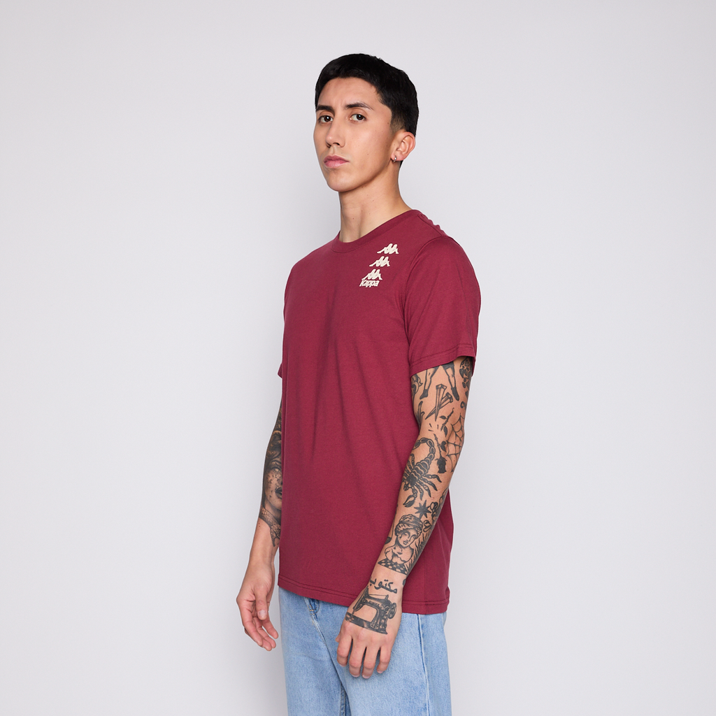 Polera Kappa Men Burgundy Tiny Logo White