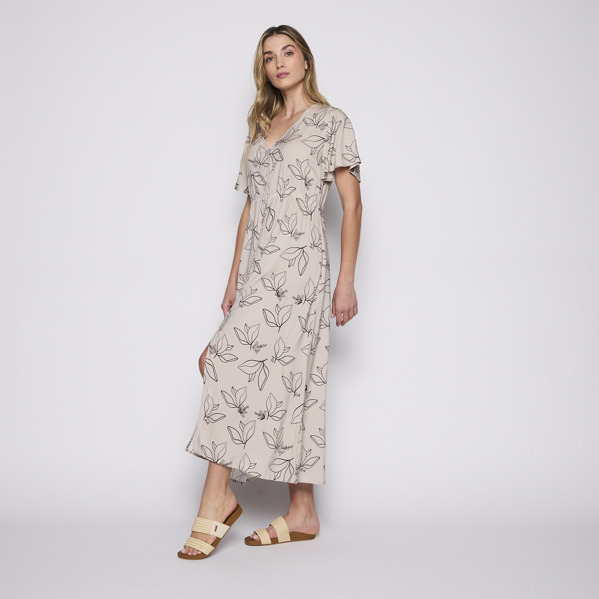 Vestido Reef Women Natural White Buttons