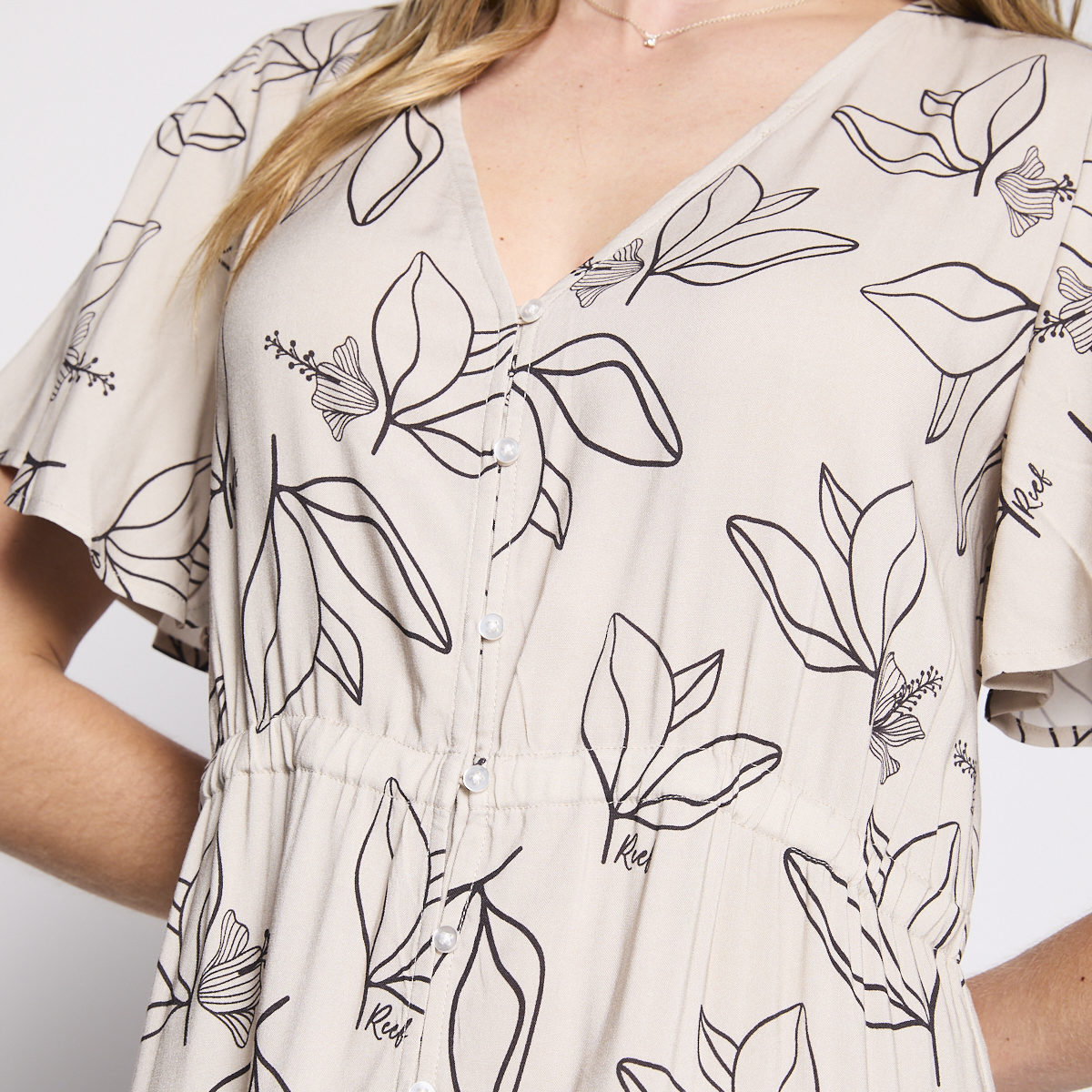 Vestido Reef Women Natural White Buttons