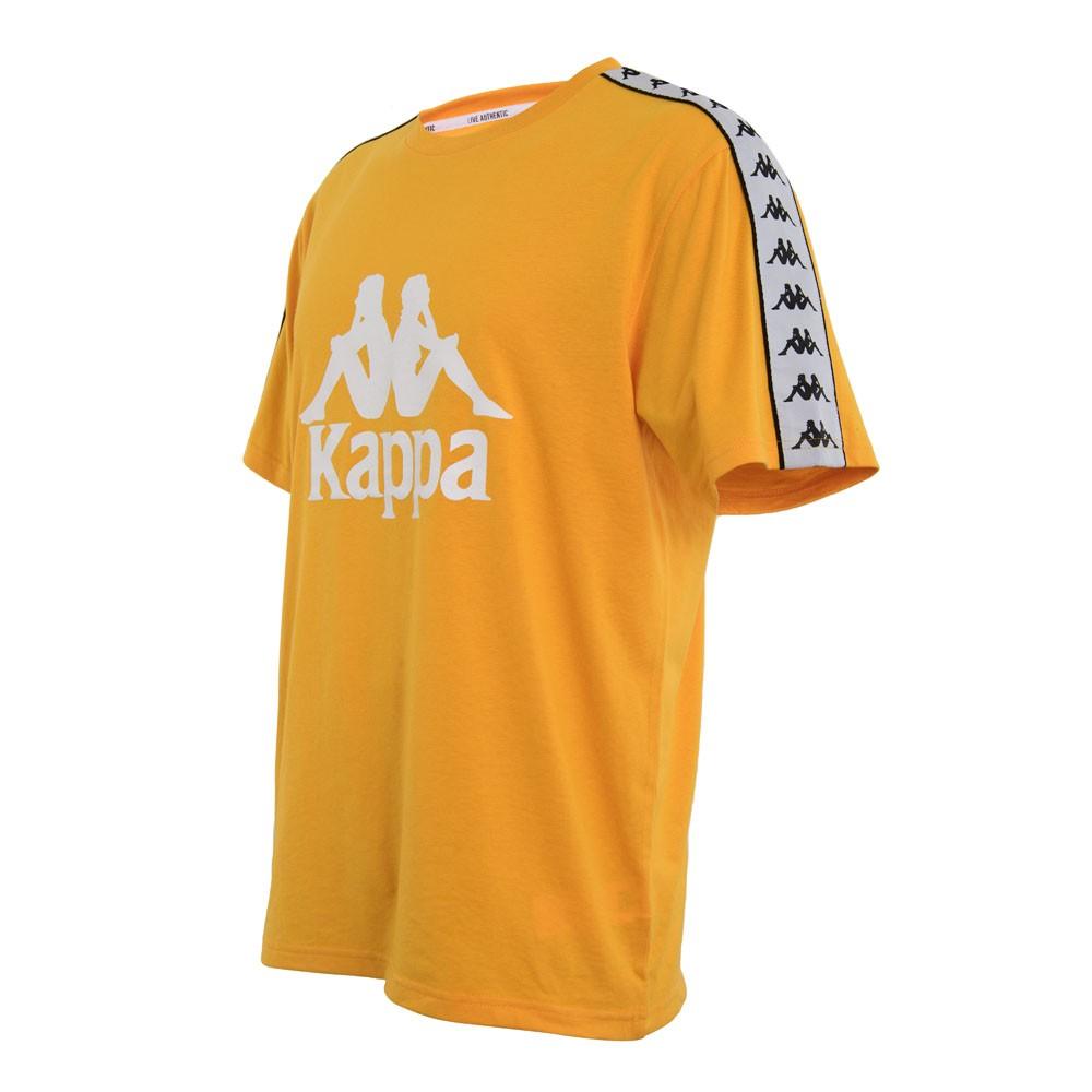 Polera Men Orange Logo Front White