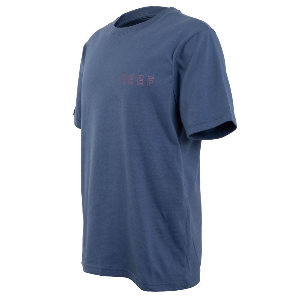 Polera Manga corta Azul Estampado Palmeras