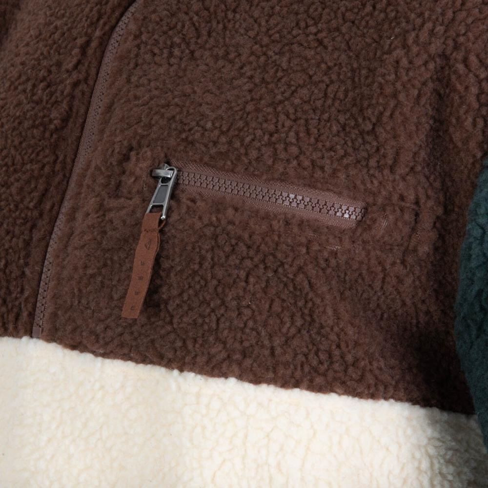 Sherpa Men Half Zip Green Brown Beige