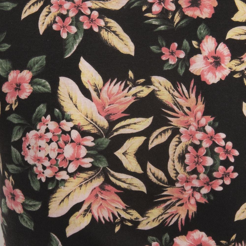 Polera Women Crop Black Flores