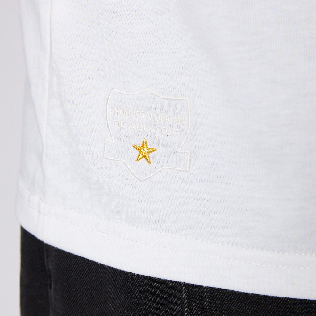 Polera Colo Colo Urbano Hombre Blanco Escudo Verano