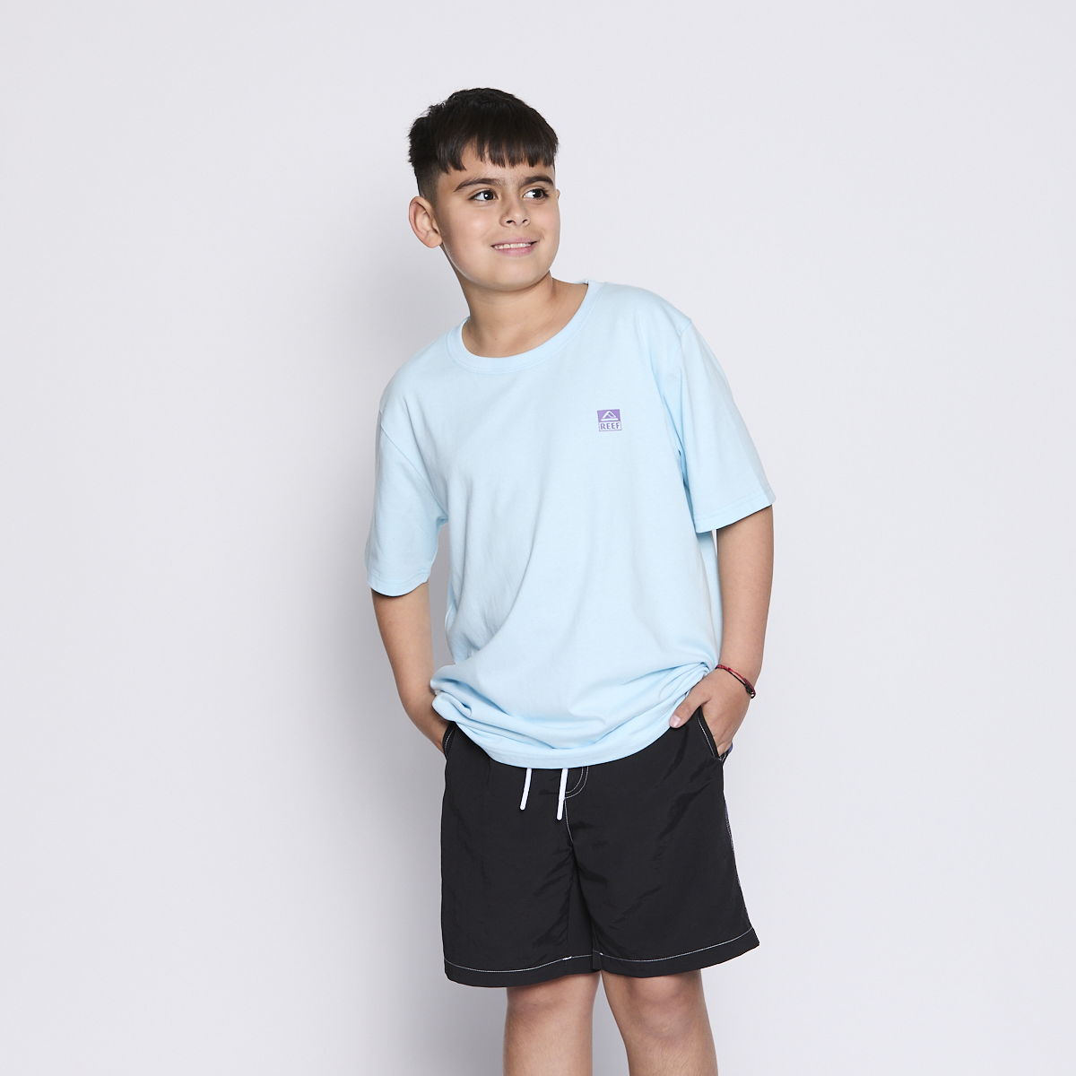Polera Reef Kids Light Blue Logo Back