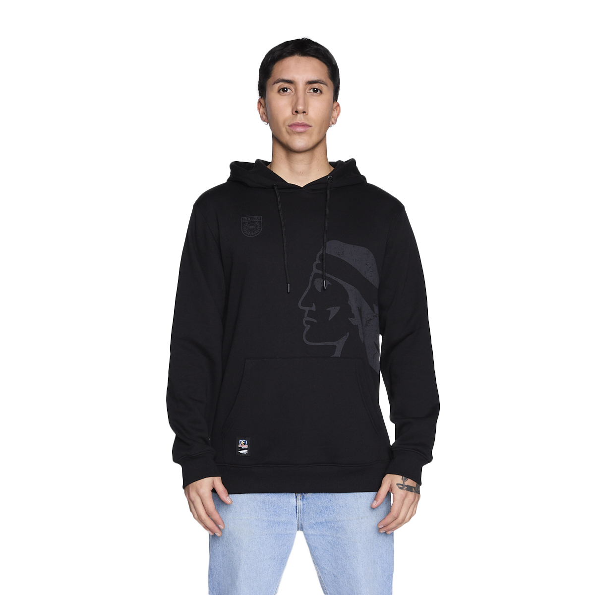 Polerón Colo Colo Urbano Hombre Hoodie Negro Cacique Gris