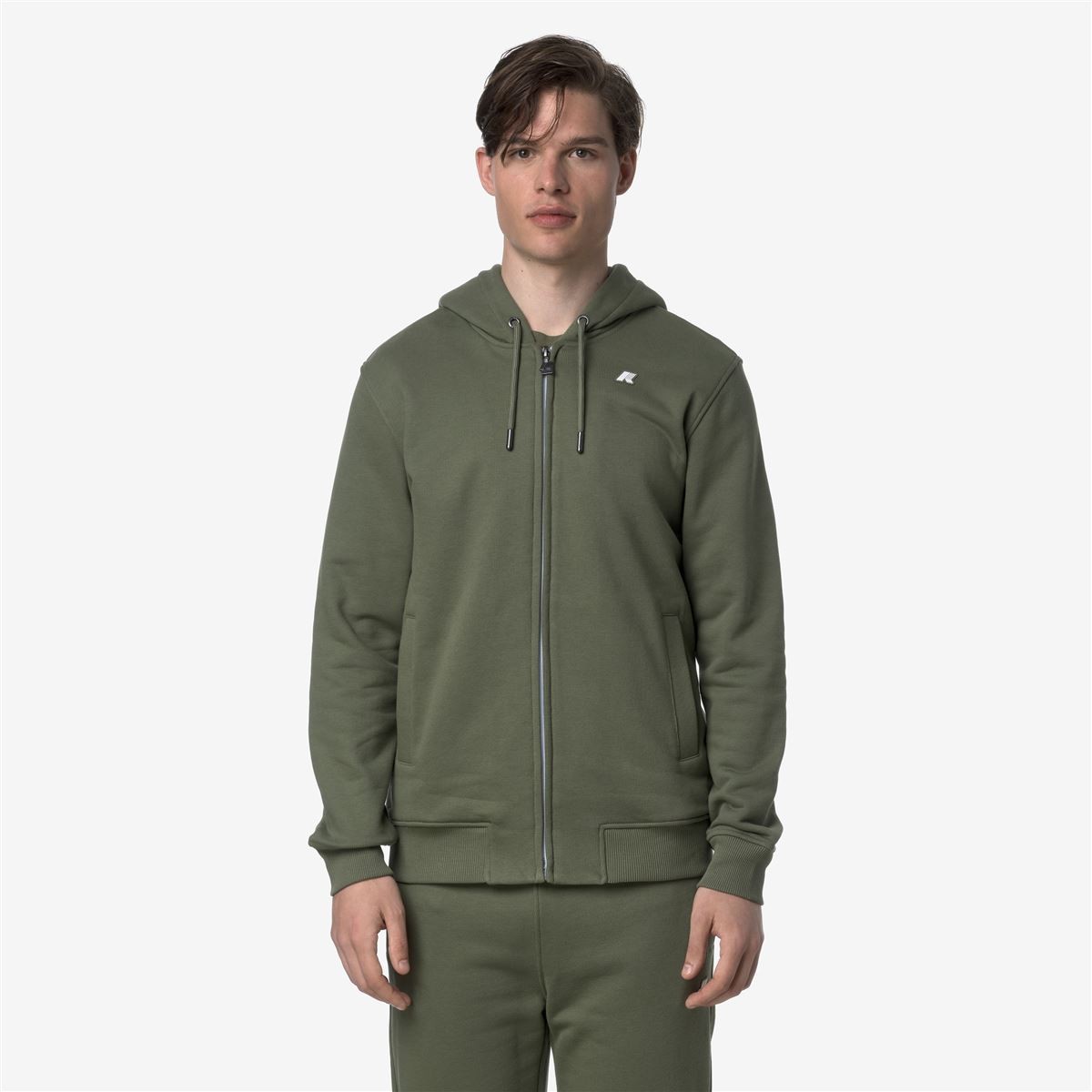 Poléron K-Way Men Anthony French Terry Green Lichen