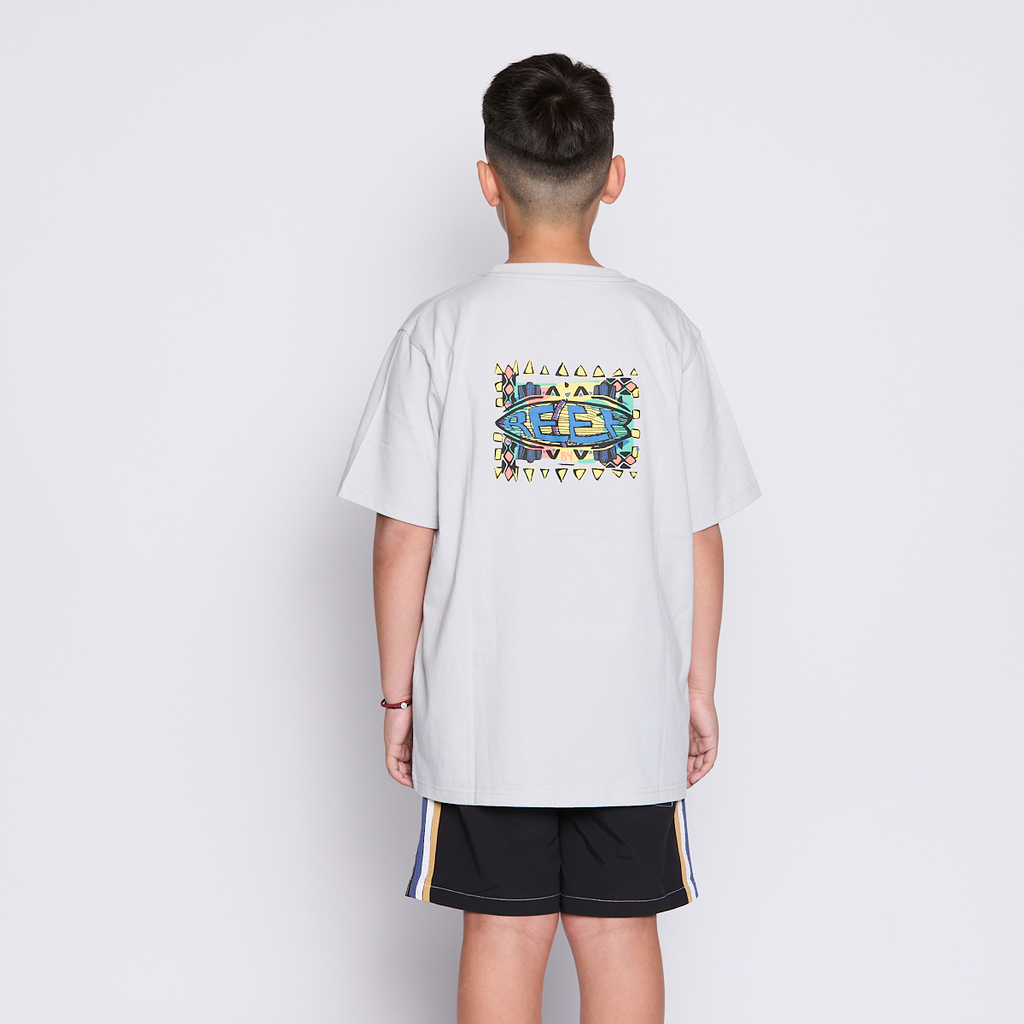 Polera Reef Kids Light Grey Logo Back