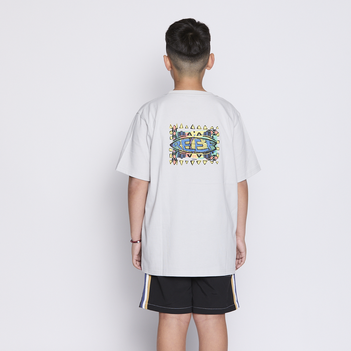 Polera Reef Kids Light Grey Logo Back