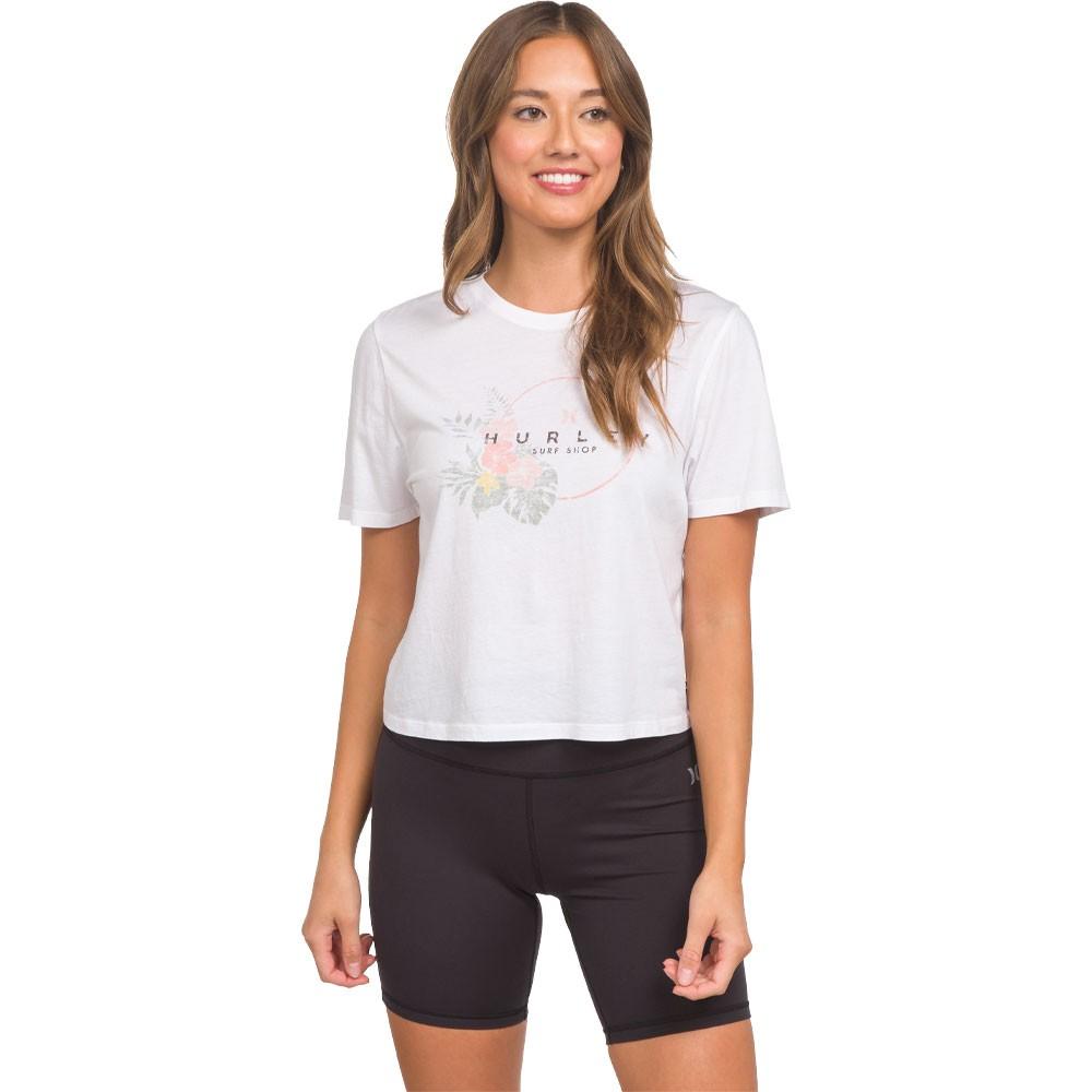 Polera Sakura Washed Crop Bright White Hurley