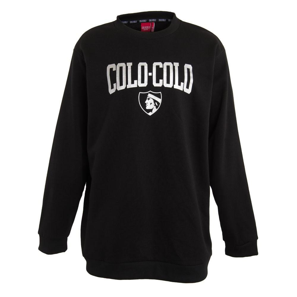 Poleron Crew Colo Colo Urbano "Letters" Cuello Alto Negro