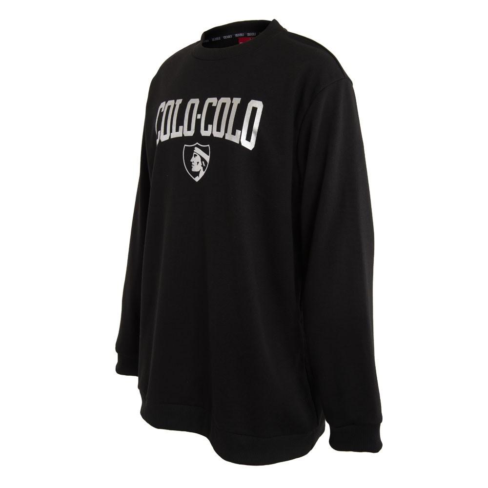 Poleron Crew Colo Colo Urbano "Letters" Cuello Alto Negro