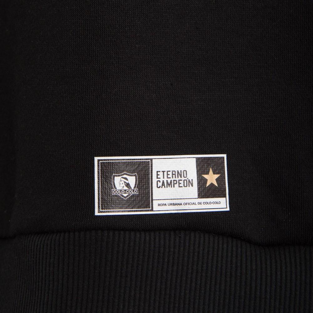 Poleron Crew Colo Colo Urbano "Letters" Cuello Alto Negro
