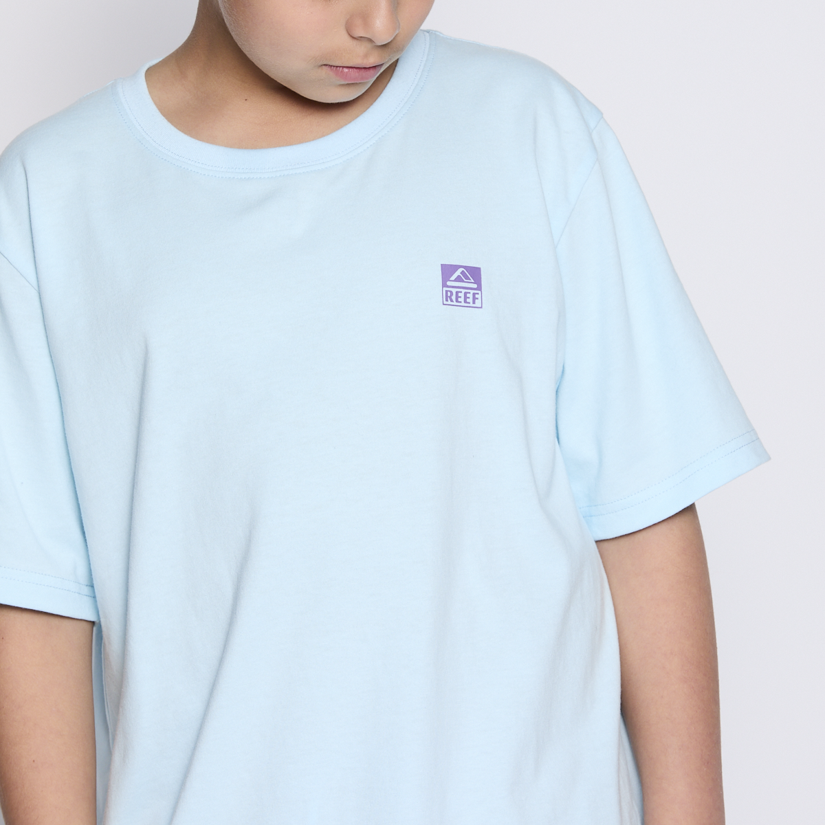 Polera Reef Kids Light Blue Logo Back