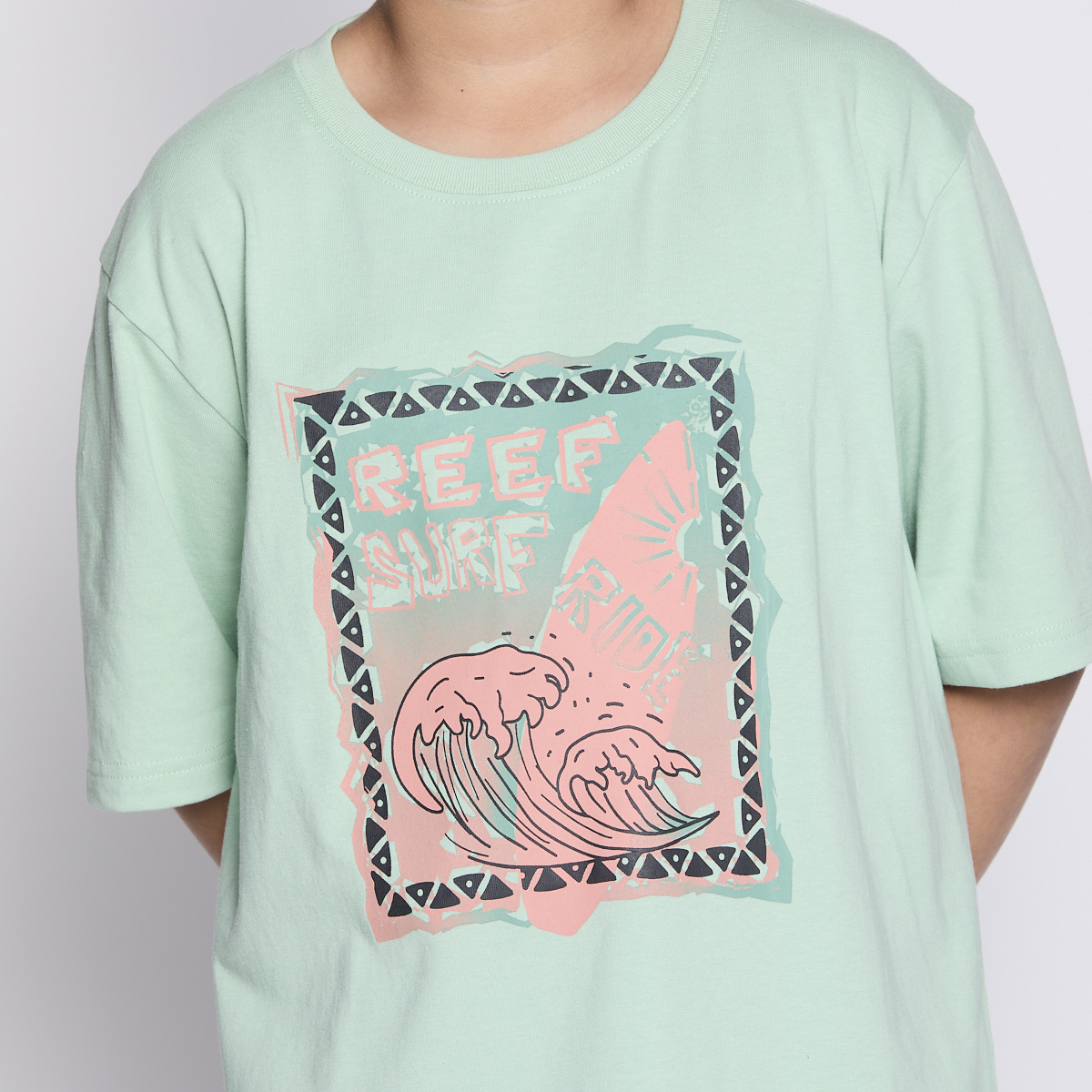 Polera Reef Kids Light Green Print Front