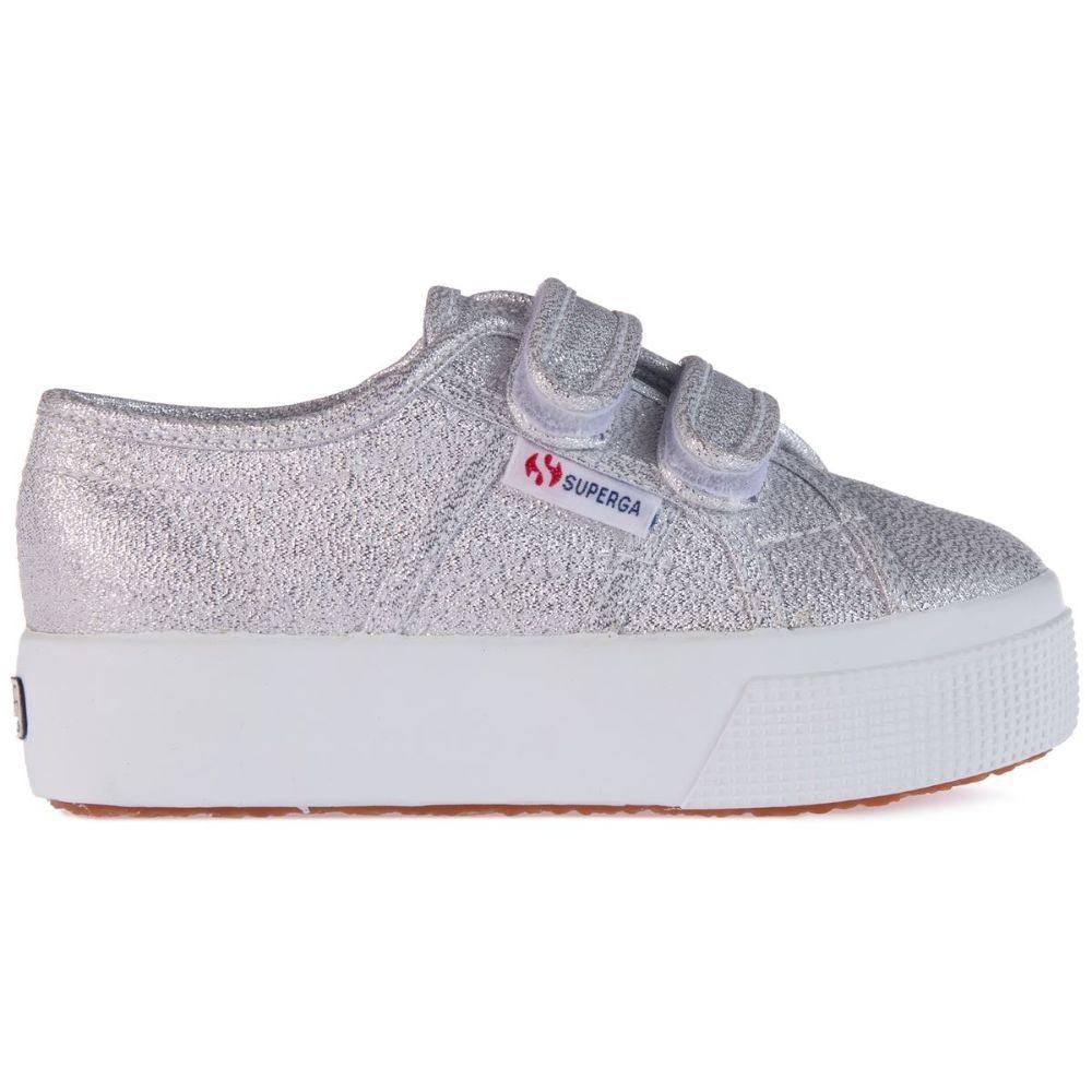 Zapatilla 2730 Kids Straps Lame Grey Silver Superga
