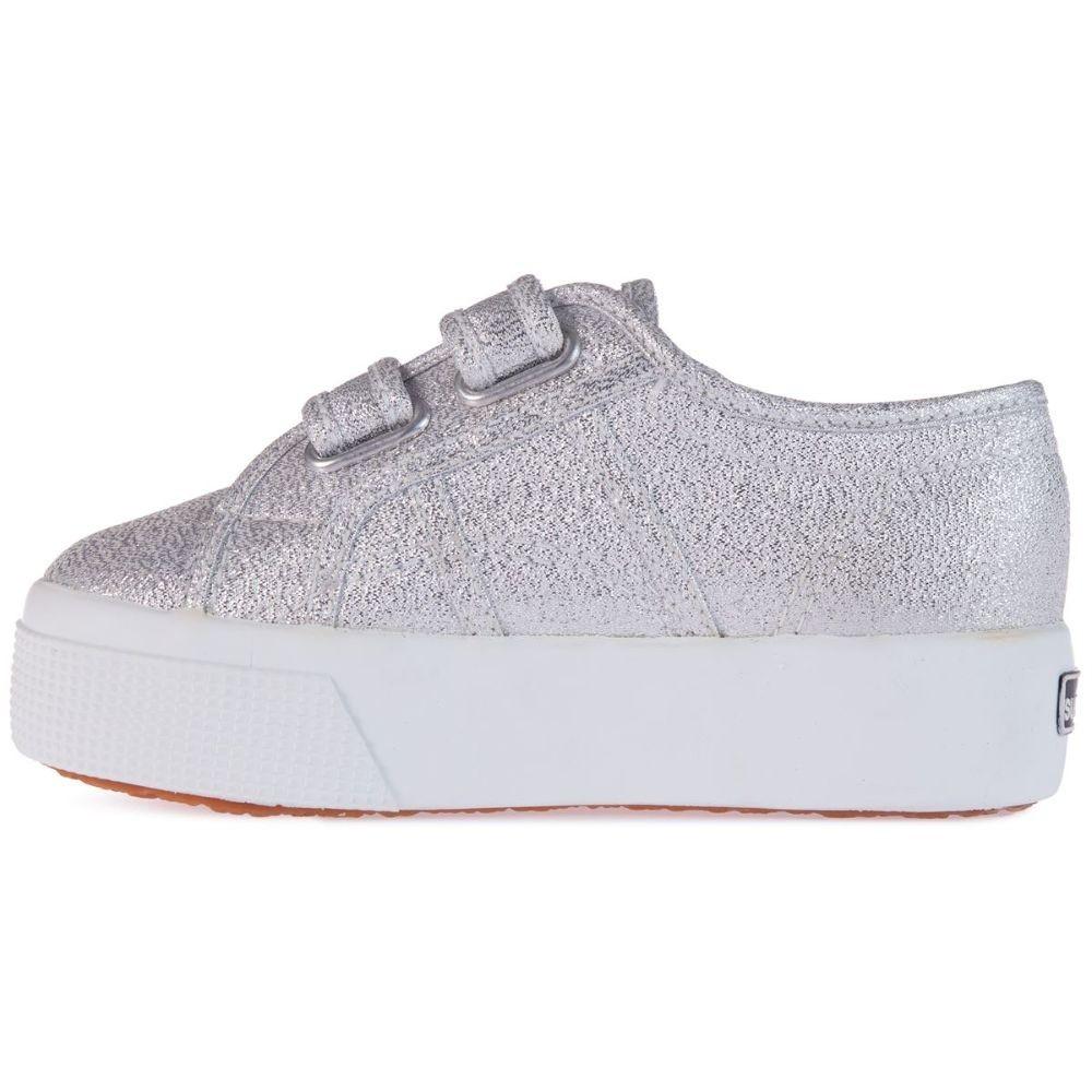 Zapatilla 2730 Kids Straps Lame Grey Silver Superga