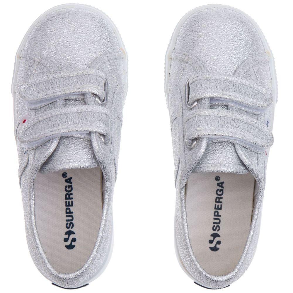 Zapatilla 2730 Kids Straps Lame Grey Silver Superga