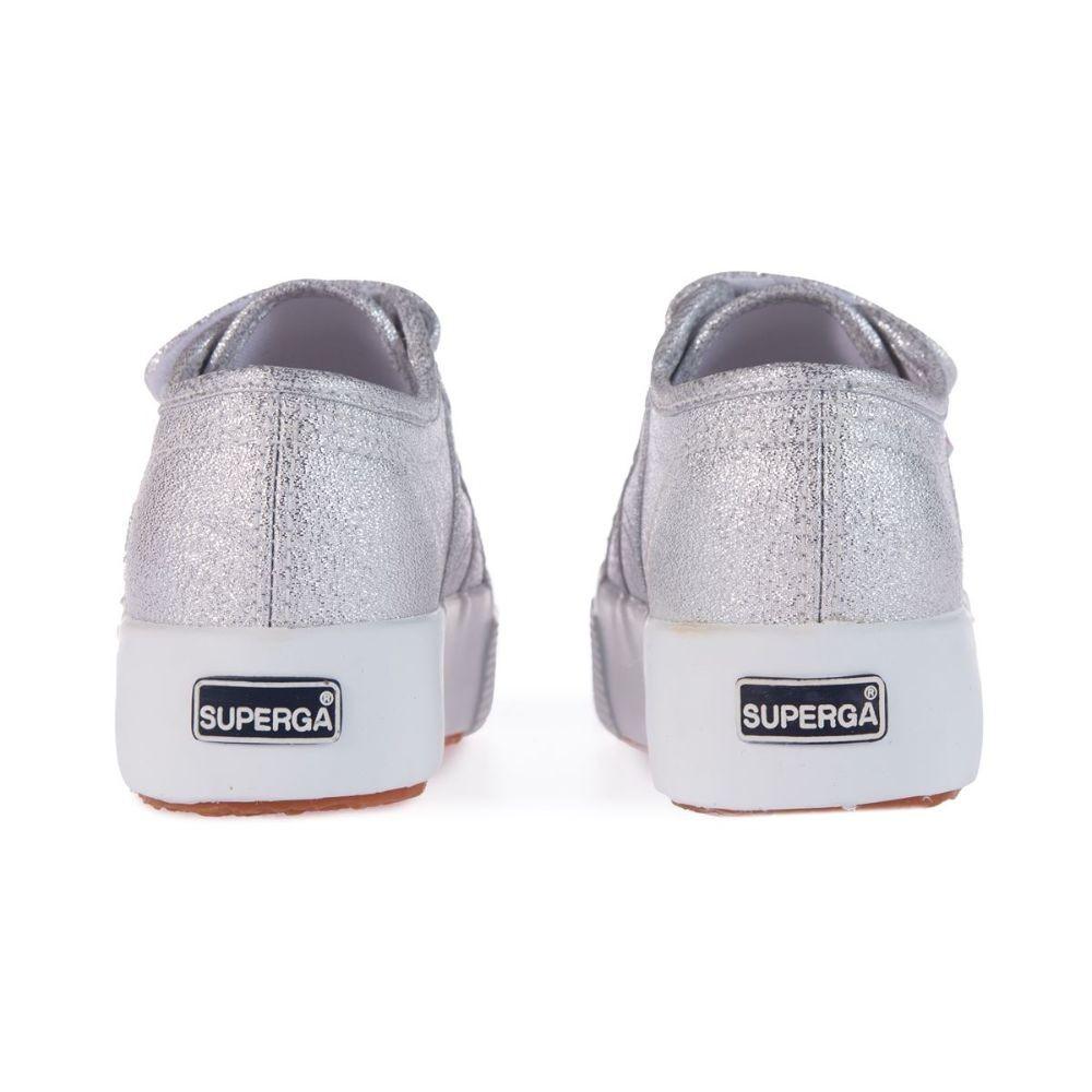 Zapatilla 2730 Kids Straps Lame Grey Silver Superga