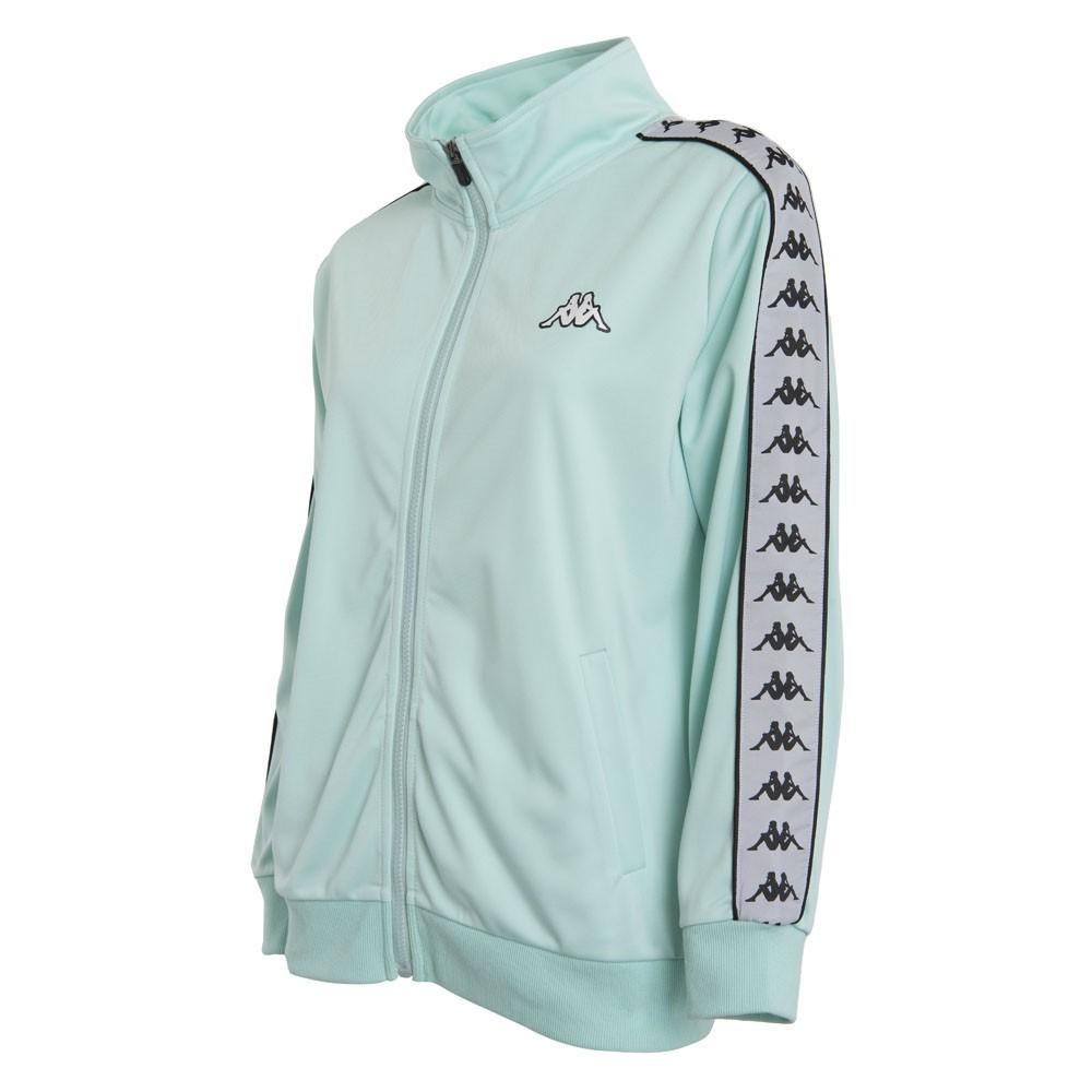Poleron Women Full Zipper Banda Turquoise White