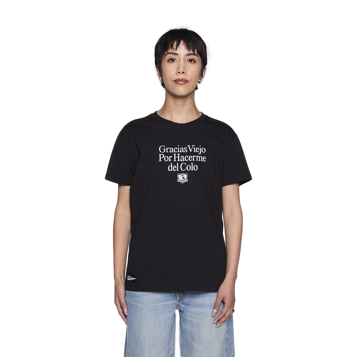 Polera Colo Colo Urbano Mujer Gracias Viejo Negro