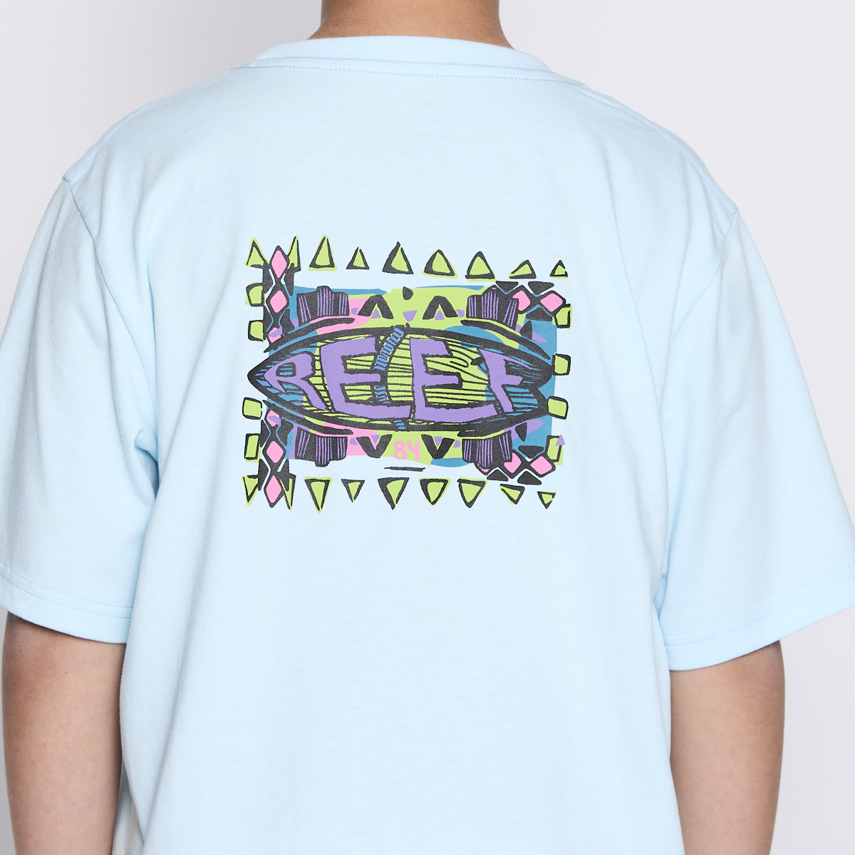 Polera Reef Kids Light Blue Logo Back