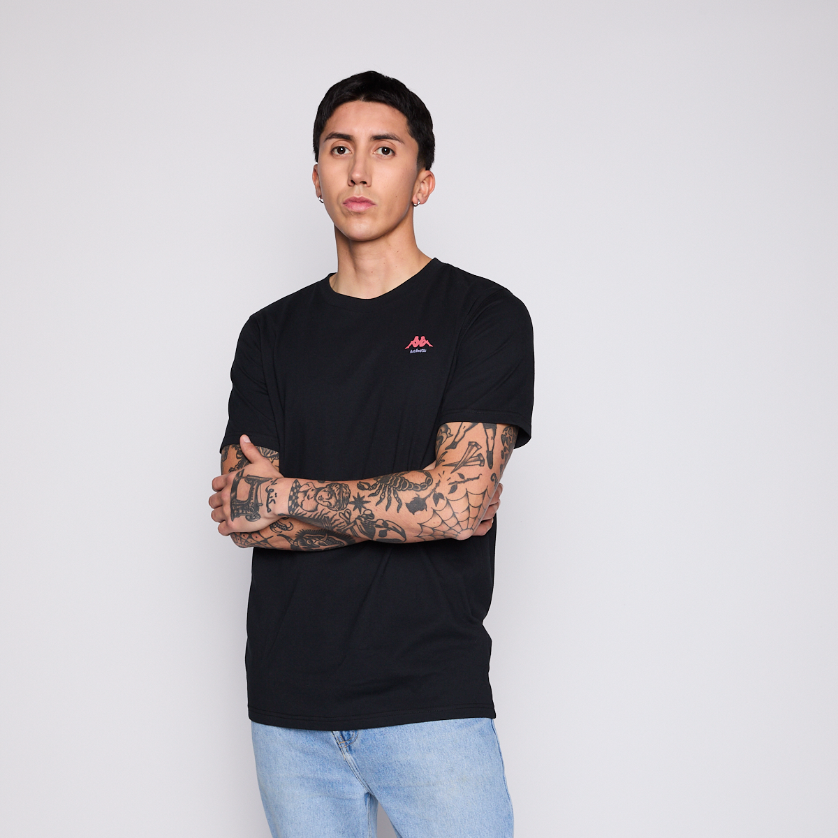 Polera Kappa Men Black Omini Fuchsia