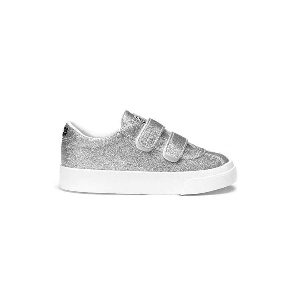 Zapatilla 2843 Kids Club S Strap Glitter Grey Silver