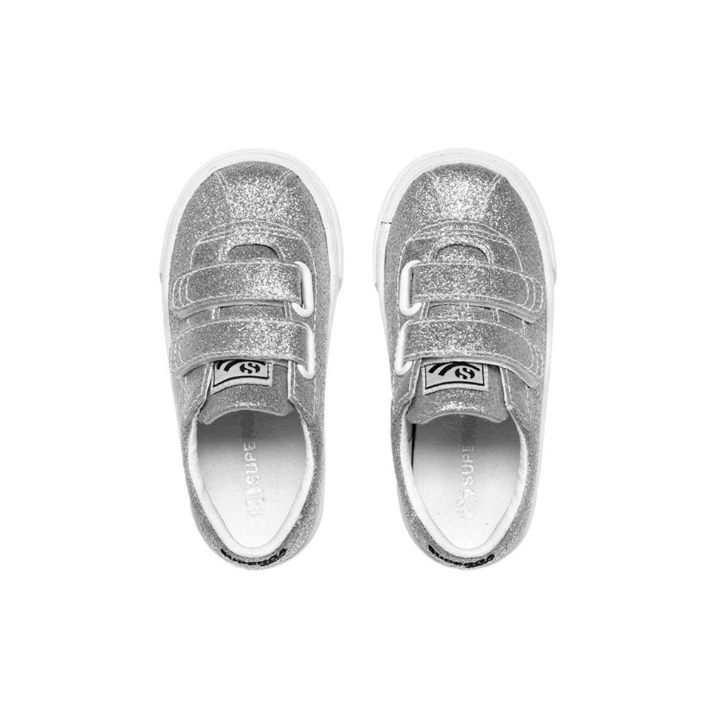 Zapatilla 2843 Kids Club S Strap Glitter Grey Silver