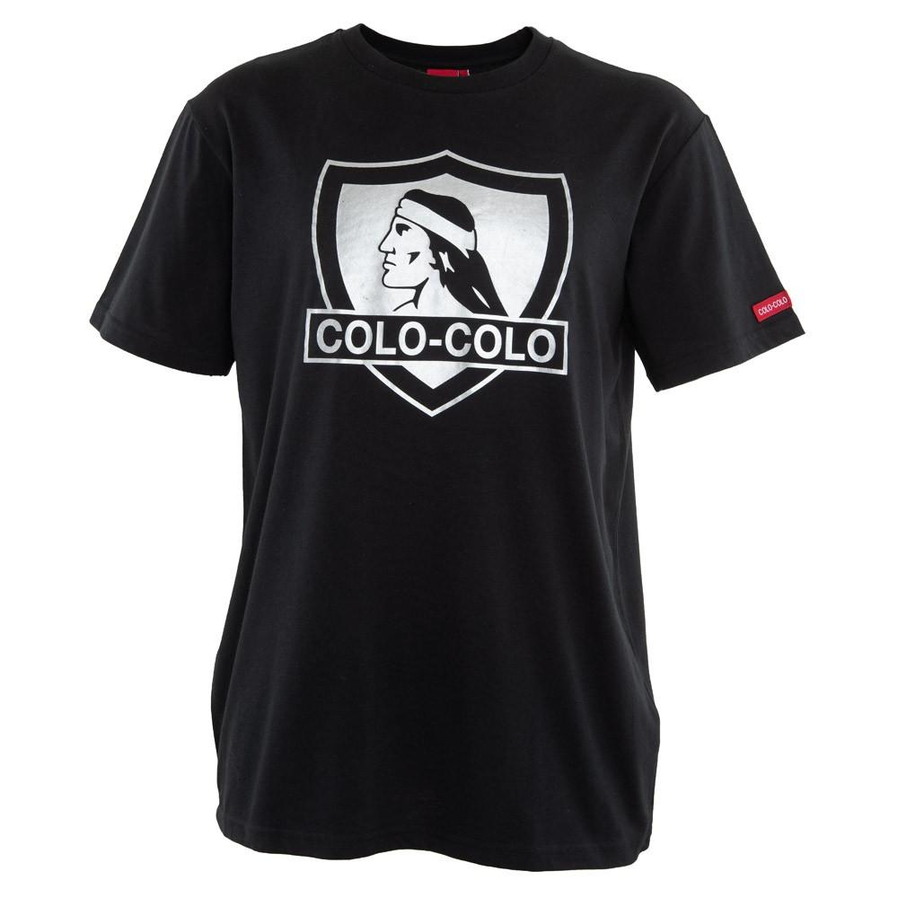 Polera Colo Colo Urbano "Escudo Plateado" Negra