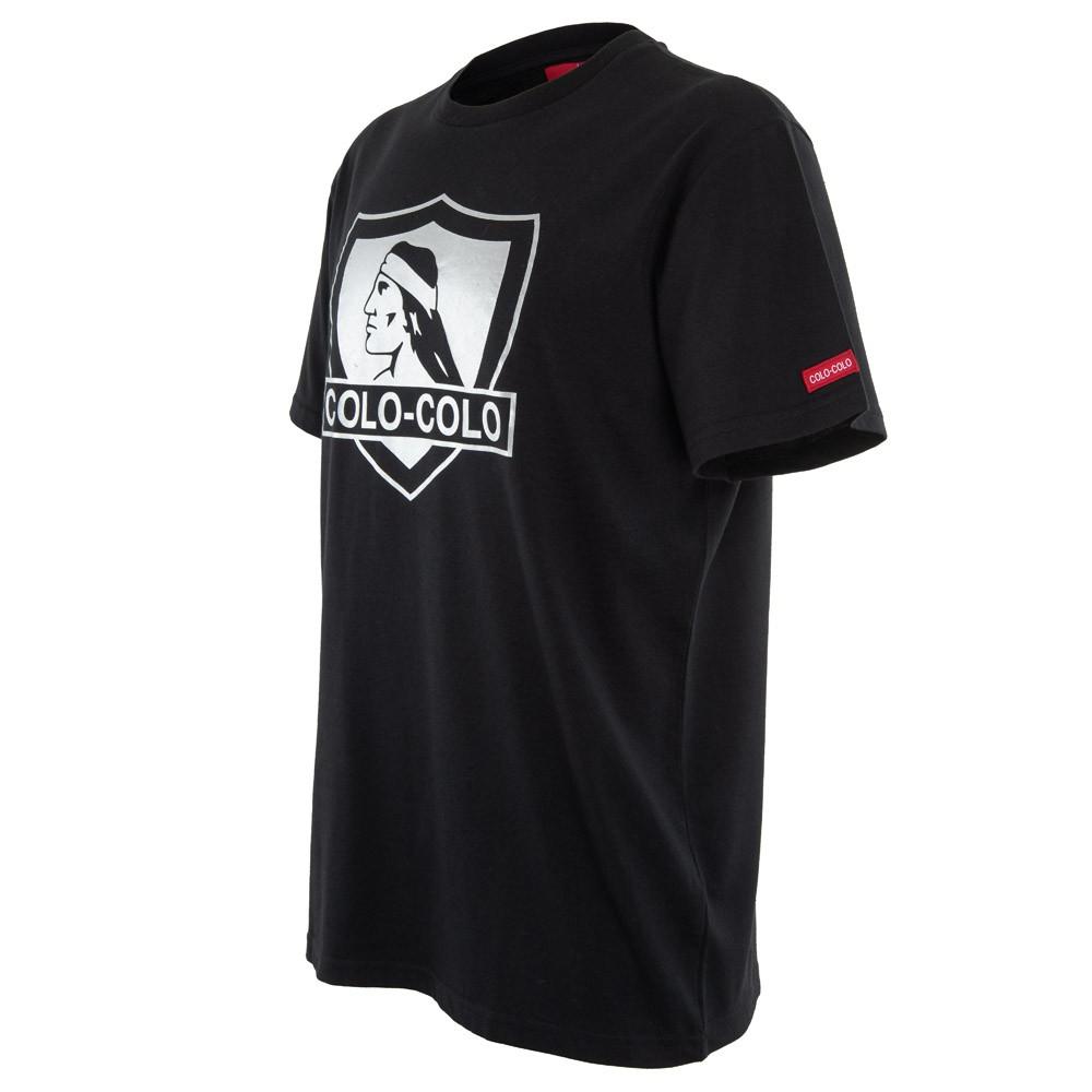 Polera Colo Colo Urbano "Escudo Plateado" Negra