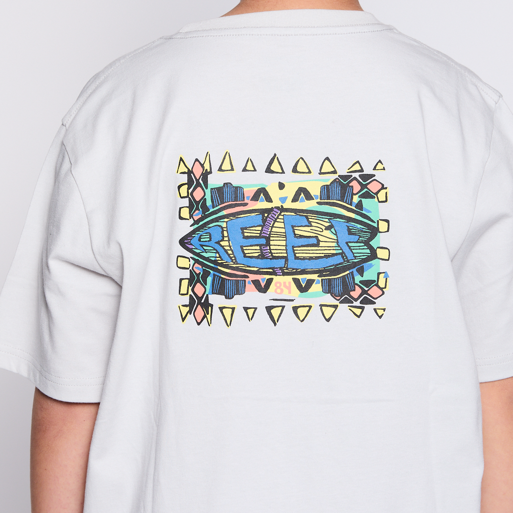 Polera Reef Kids Light Grey Logo Back
