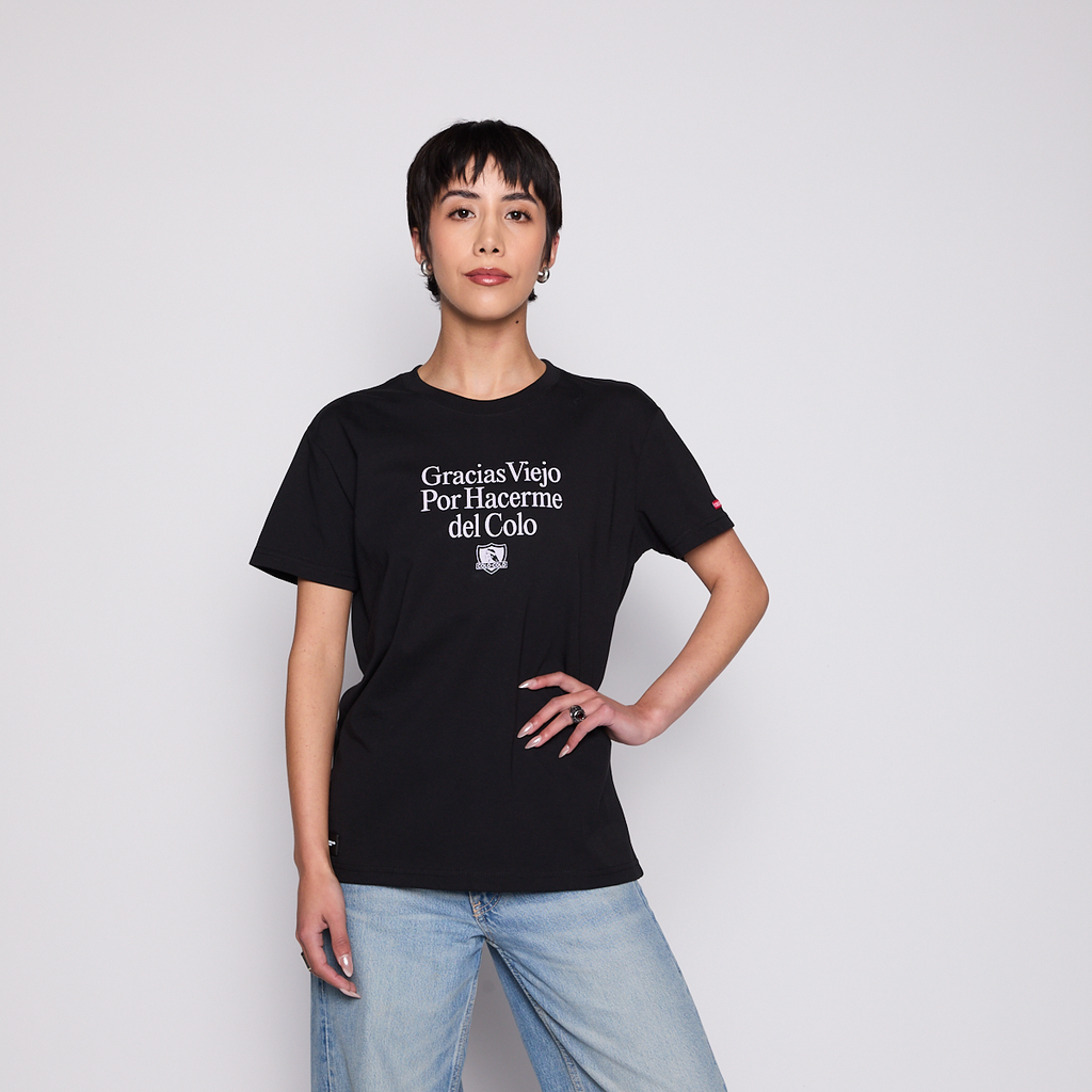 Polera Colo Colo Urbano Mujer Gracias Viejo Negro