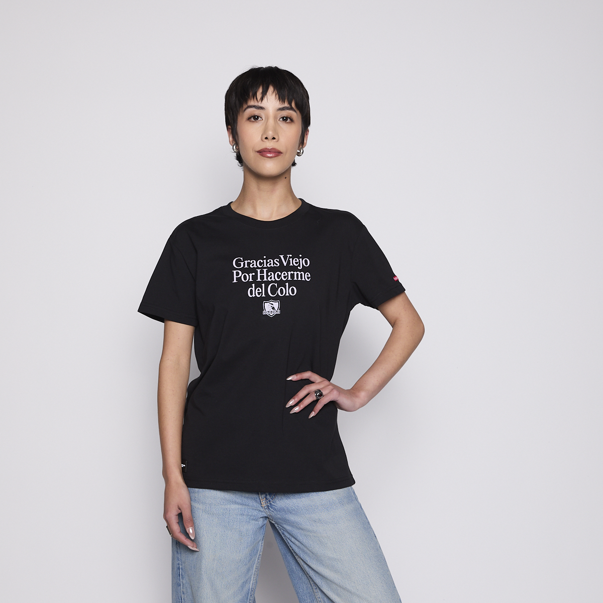 Polera Colo Colo Urbano Mujer Gracias Viejo Negro