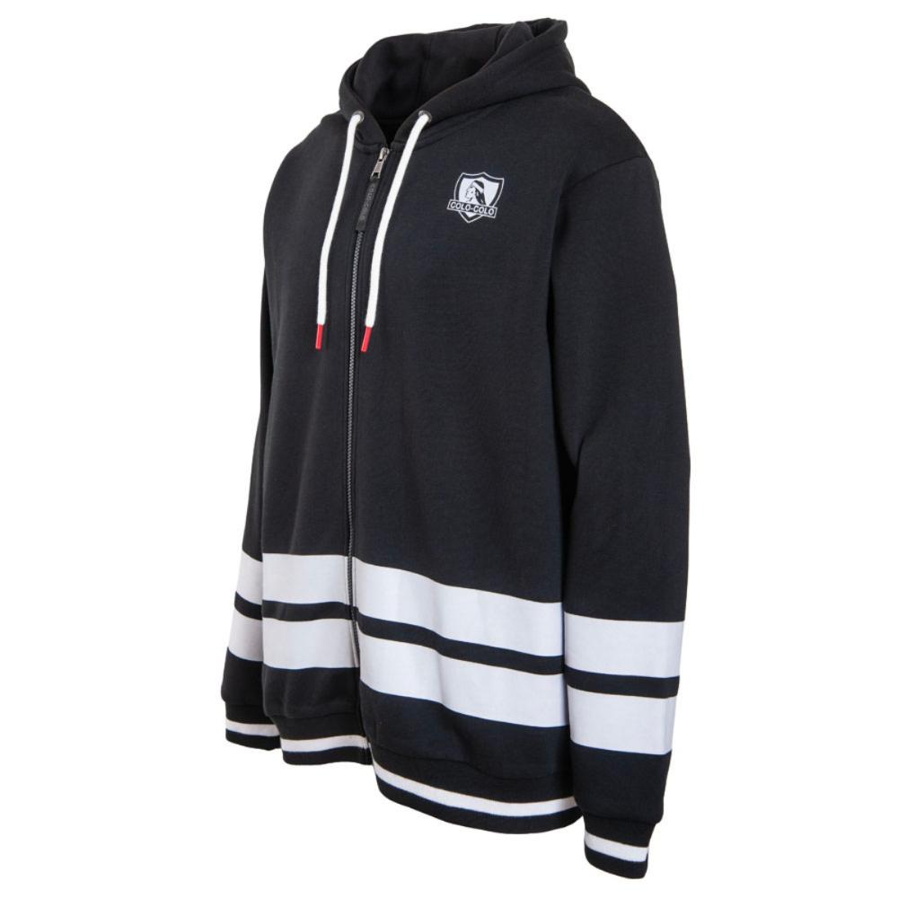 Poleron Colo Colo Urbano Zipper Negro Blanco