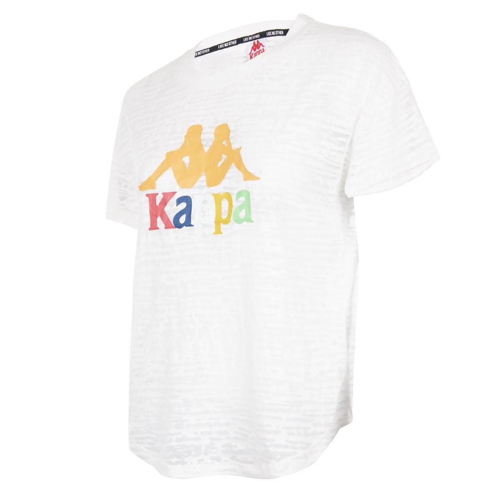 Polera Blanca Logo Multicolor
