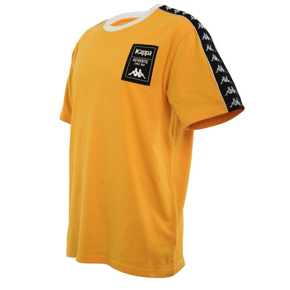 Polera Men White Neck Orange Black
