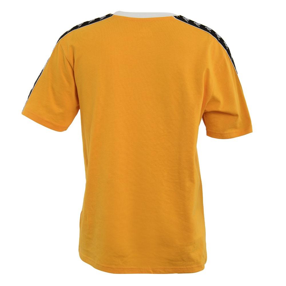 Polera Men White Neck Orange Black